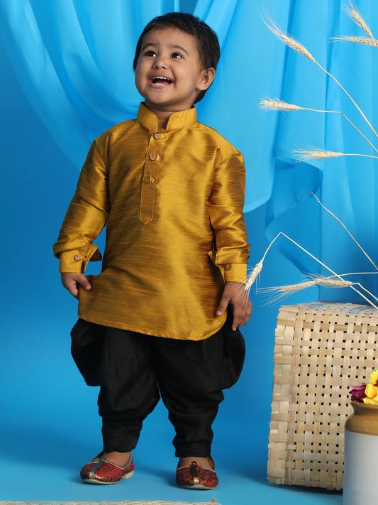 Vastramay sishu boys mustered black kurta with dhoti pants