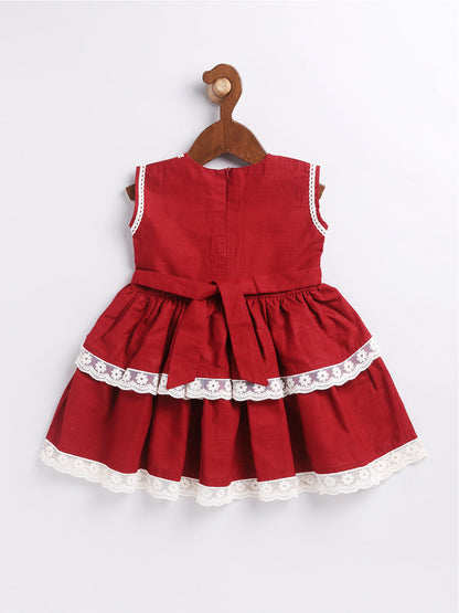 Vastramay Girl's Maroon Dress