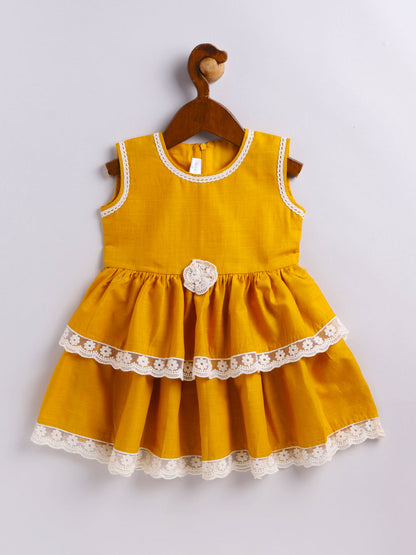 Vastramay Girl's Mustard Dress