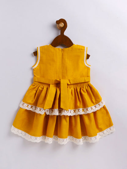 Vastramay Girl's Mustard Dress