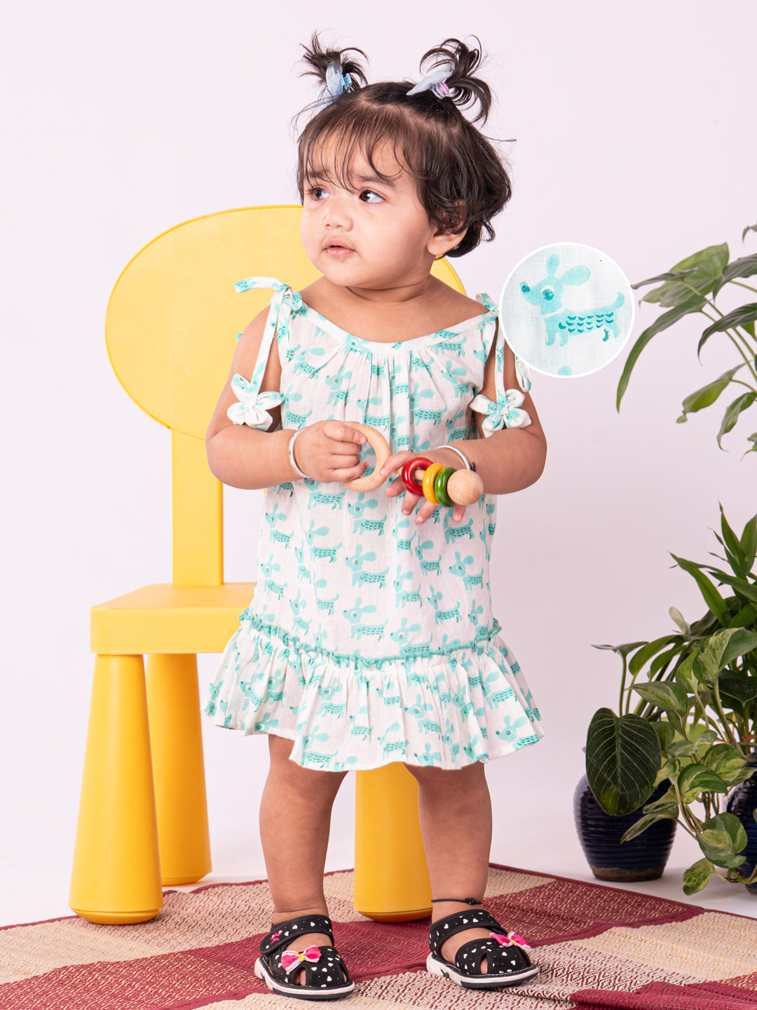 VASTRAMAY Girls' Aqua Dress