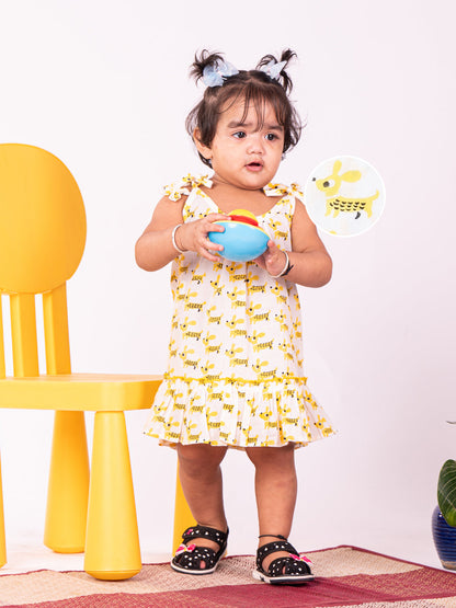 VASTRAMAY Girls' Yellow Dress