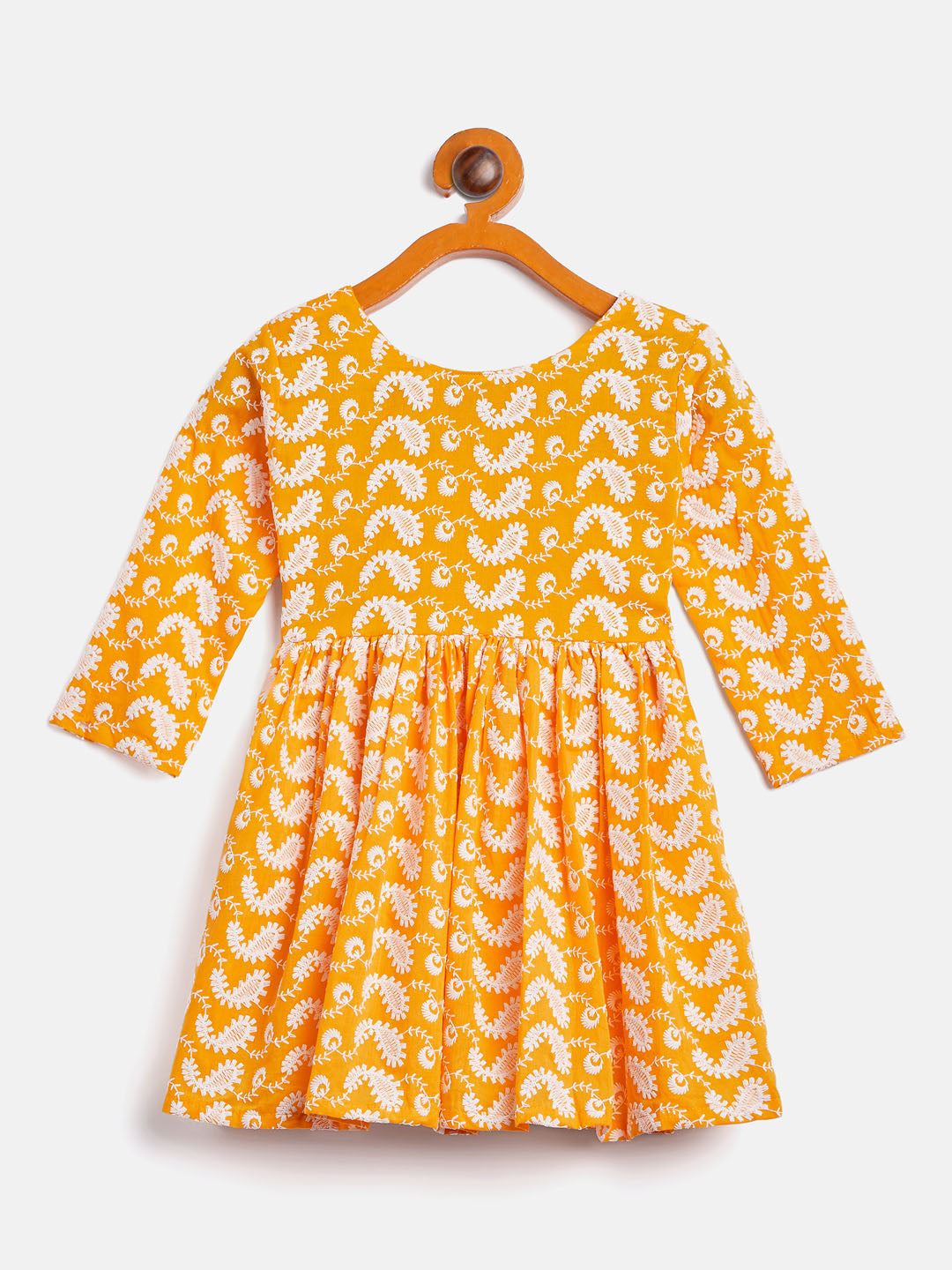 vastramay sishu girls orange chikankari kurta pyjama set