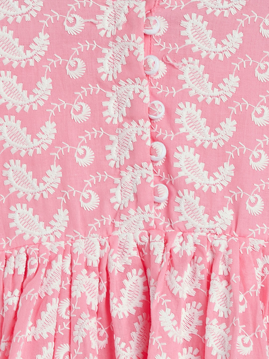 Vastramay girls pink and white chikankari kurta pyjama set