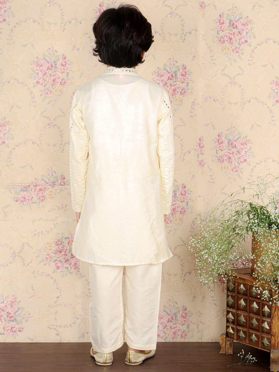 Viscose Cream Mirror Traditional Sibling Set