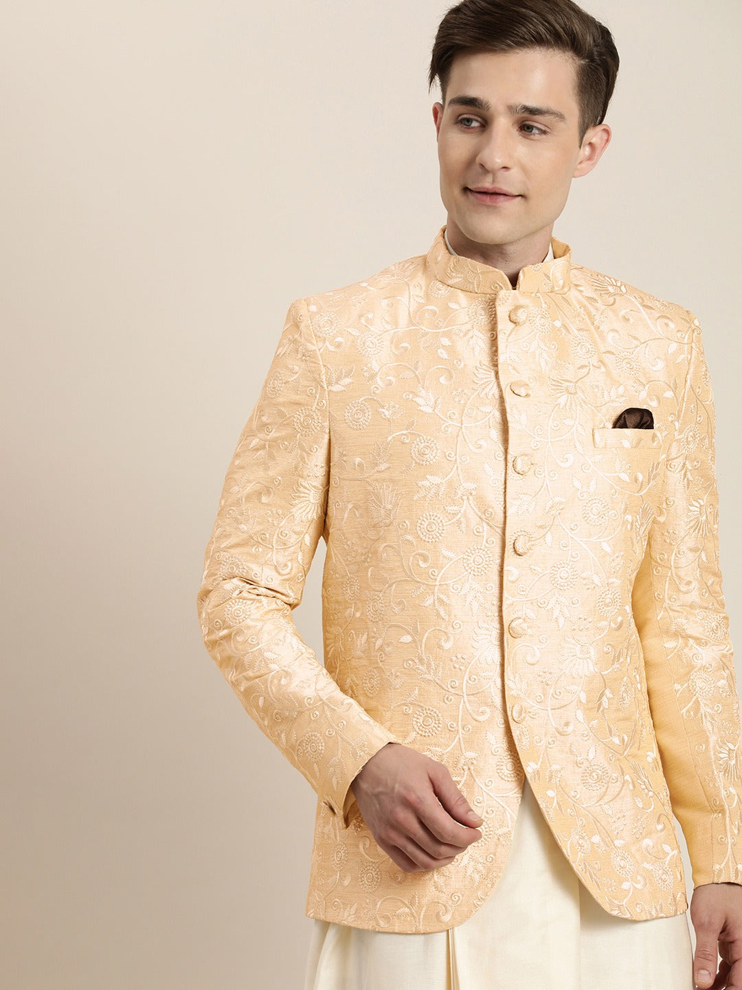 Vastramay Men's Beige Ethnic Jodhpuri