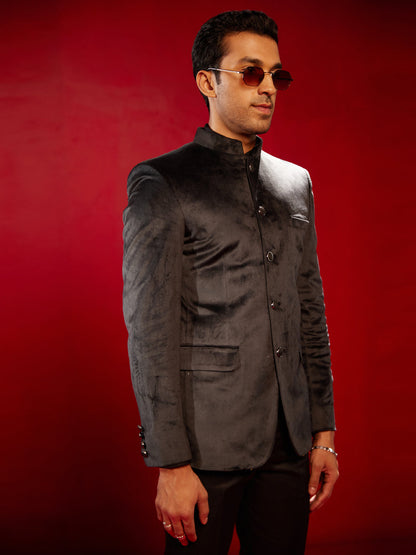 SHRESTHA By VASTRAMAY Men's Black Velvet Jodhpuri