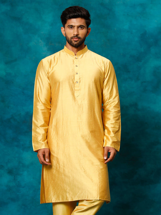 SHRESTHA By VASTRAMAY Men's Mustard Viscose Kurta