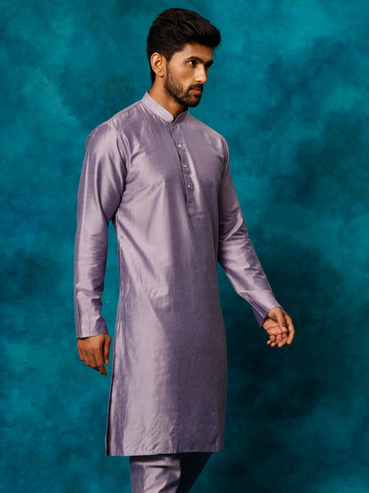 VASTRAMAY Men's Purple Viscose Kurta