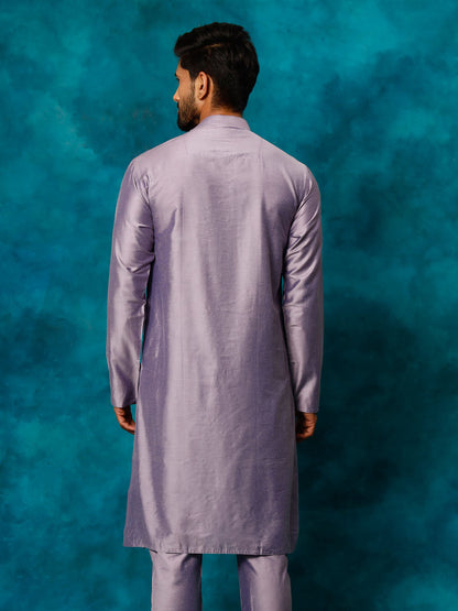 VASTRAMAY Men's Purple Viscose Kurta