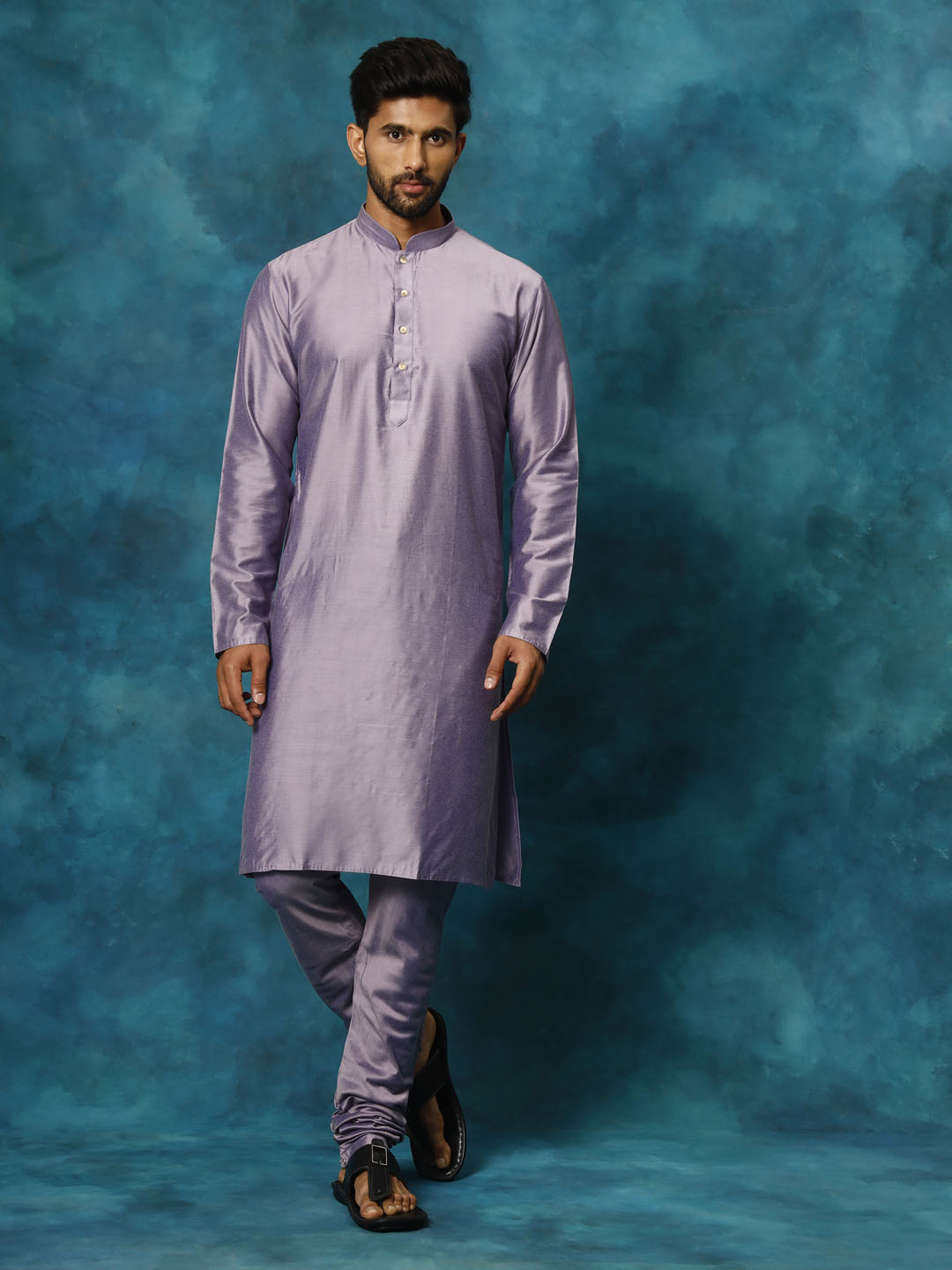 VASTRAMAY Men's Purple Viscose Kurta