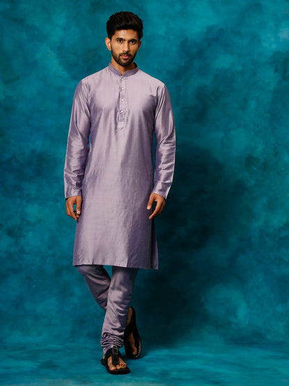 VASTRAMAY Men's Purple Viscose Kurta