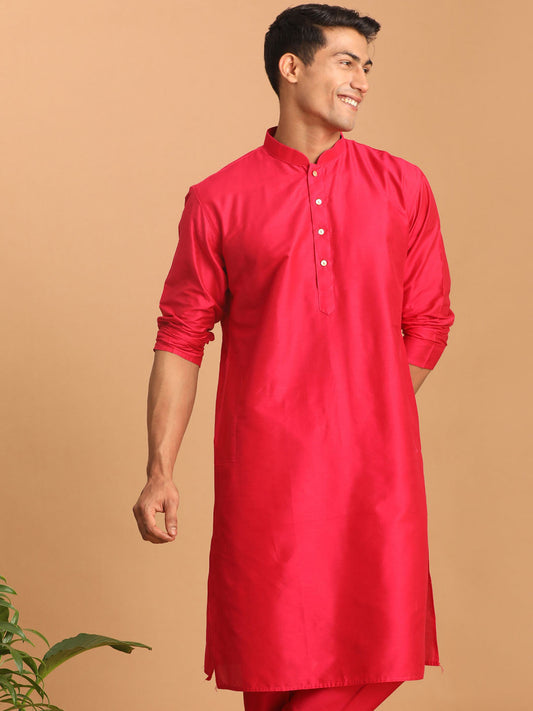 vastramay mens valentino pink solid fancy kurta