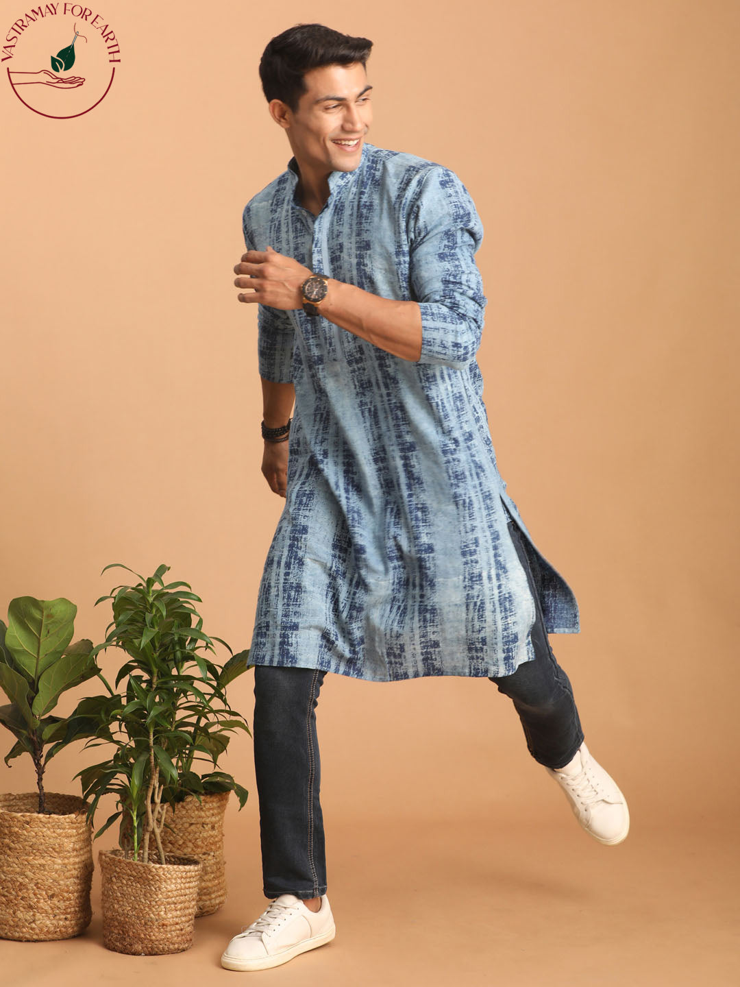 vastramay mens washable denim kurta