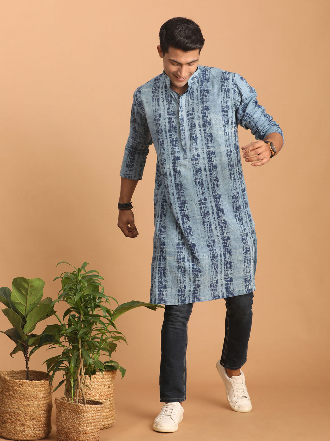 vastramay mens washable denim kurta