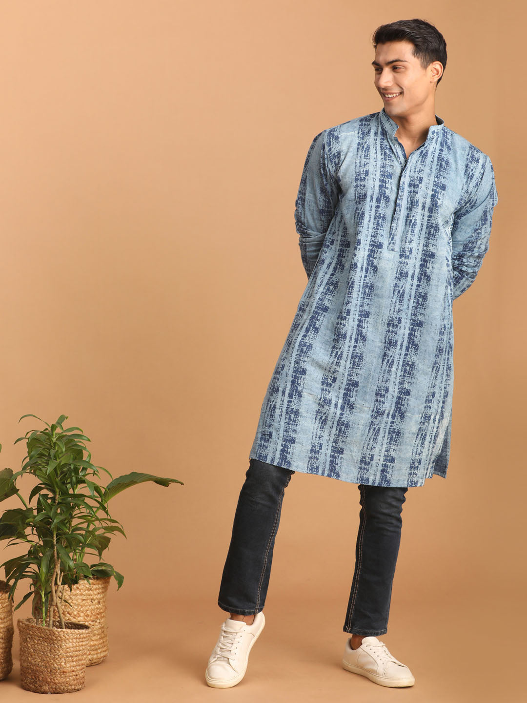 vastramay mens washable denim kurta