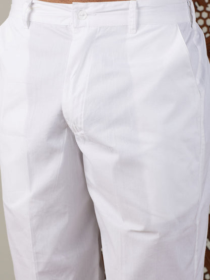 vastramay mens coffee cotton cool dyable solid kurta with white pant set