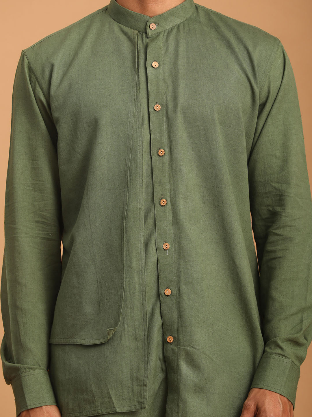 vastramay mens green cotton cool dyable kurta with white pant set 2