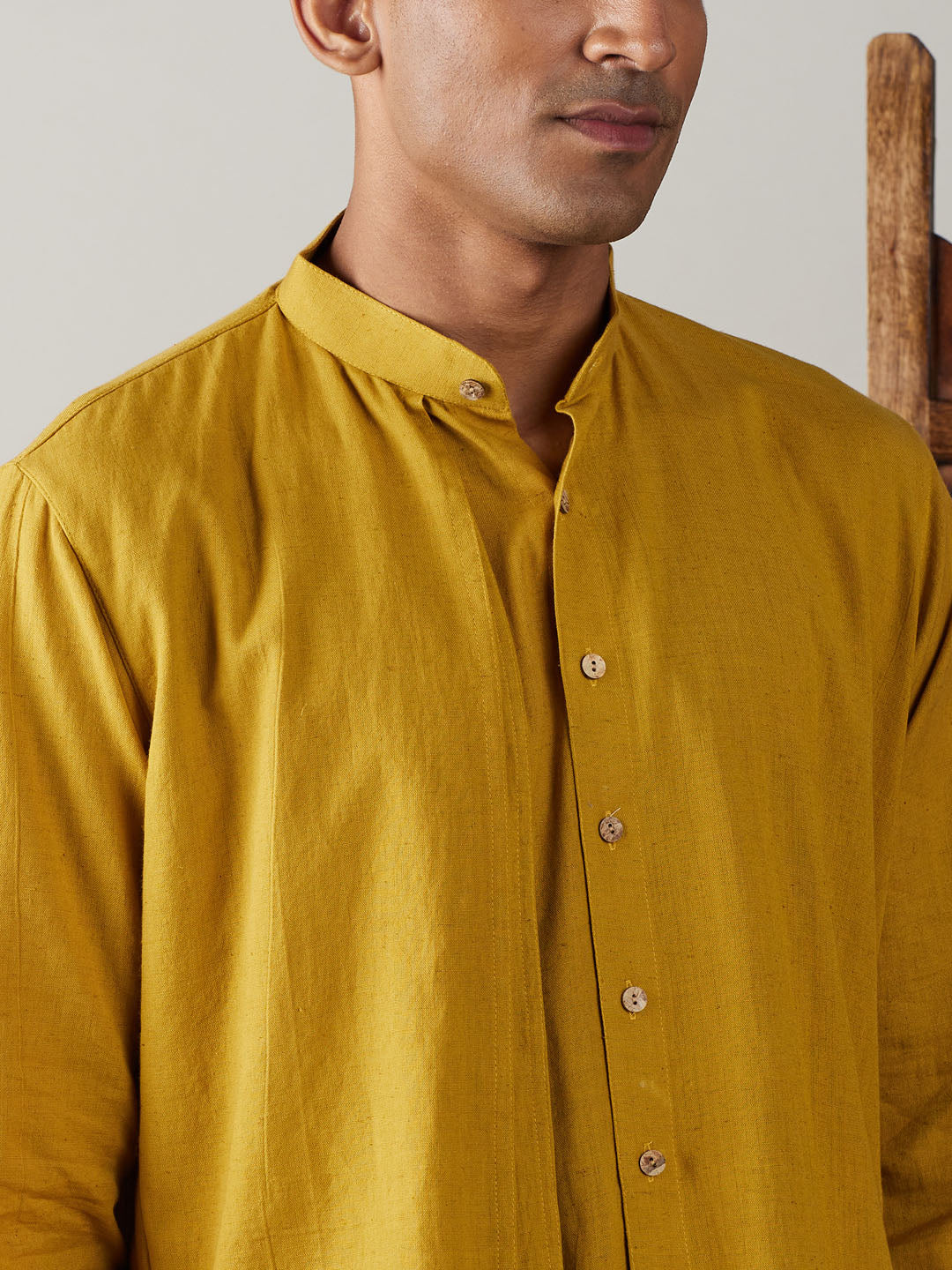 VASTRAMAY Men's Mustard Cotton Cool Dyable Kurta