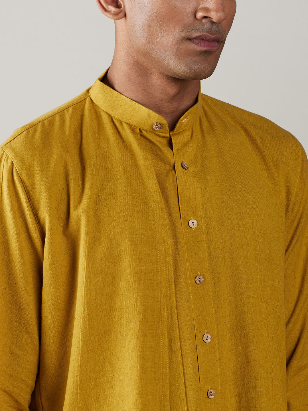 vastramay mens mustard cotton cool dyable solid kurta with white pant set