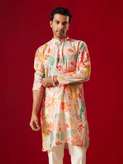 SHVAAS By VASTRAMAY Men's Multicolor cotton Printed Kurta