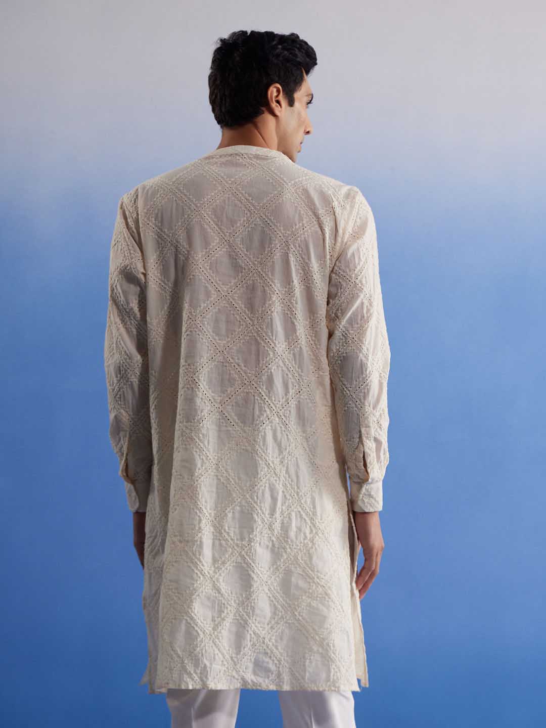 SHVAAS By VASTRAMAY Men's Cream Hakooba Cotton Kurta