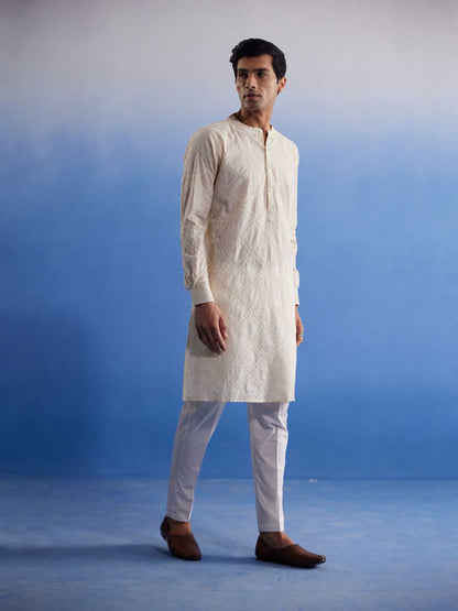 SHVAAS By VASTRAMAY Men's Cream Hakooba Cotton Kurta