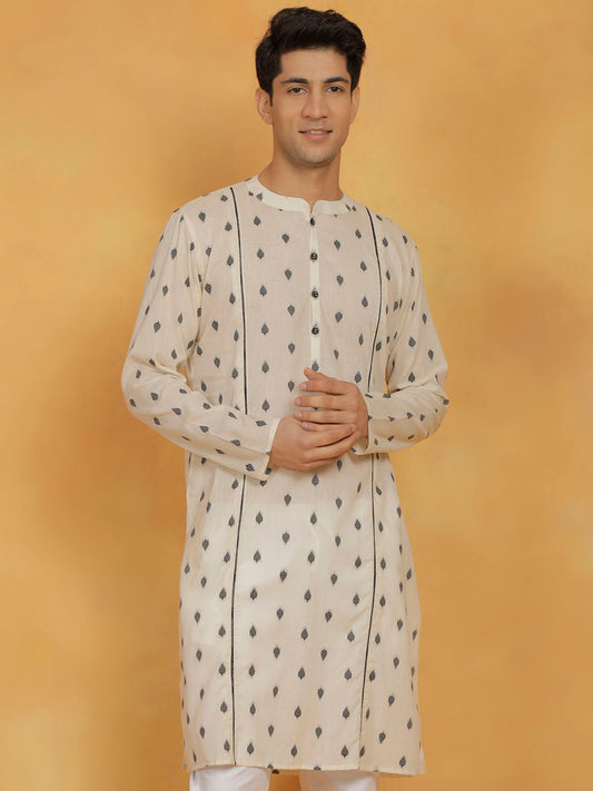 Shvaas By Vastramay Men's Cream Cotton Kurta