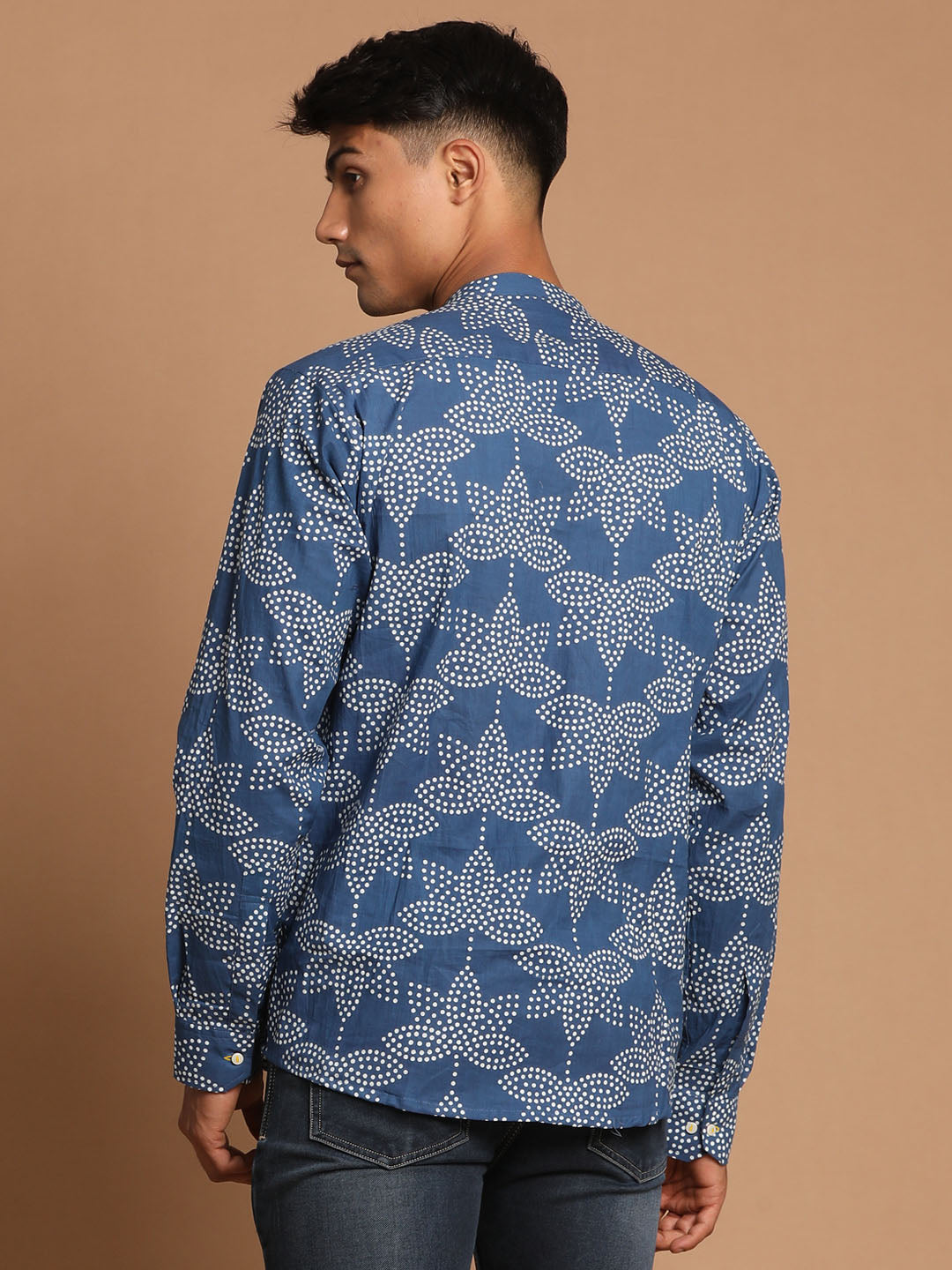 shvaas by Vastramay mens aqua blue printed shirt