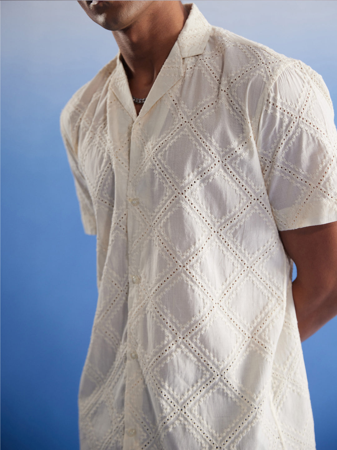 SHVAAS BY VASTRAMAY Men's Cream Hakooba Shirt