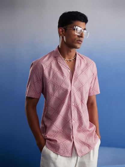 SHVAAS BY VASTRAMAY Men's Pink Hakooba Shirt