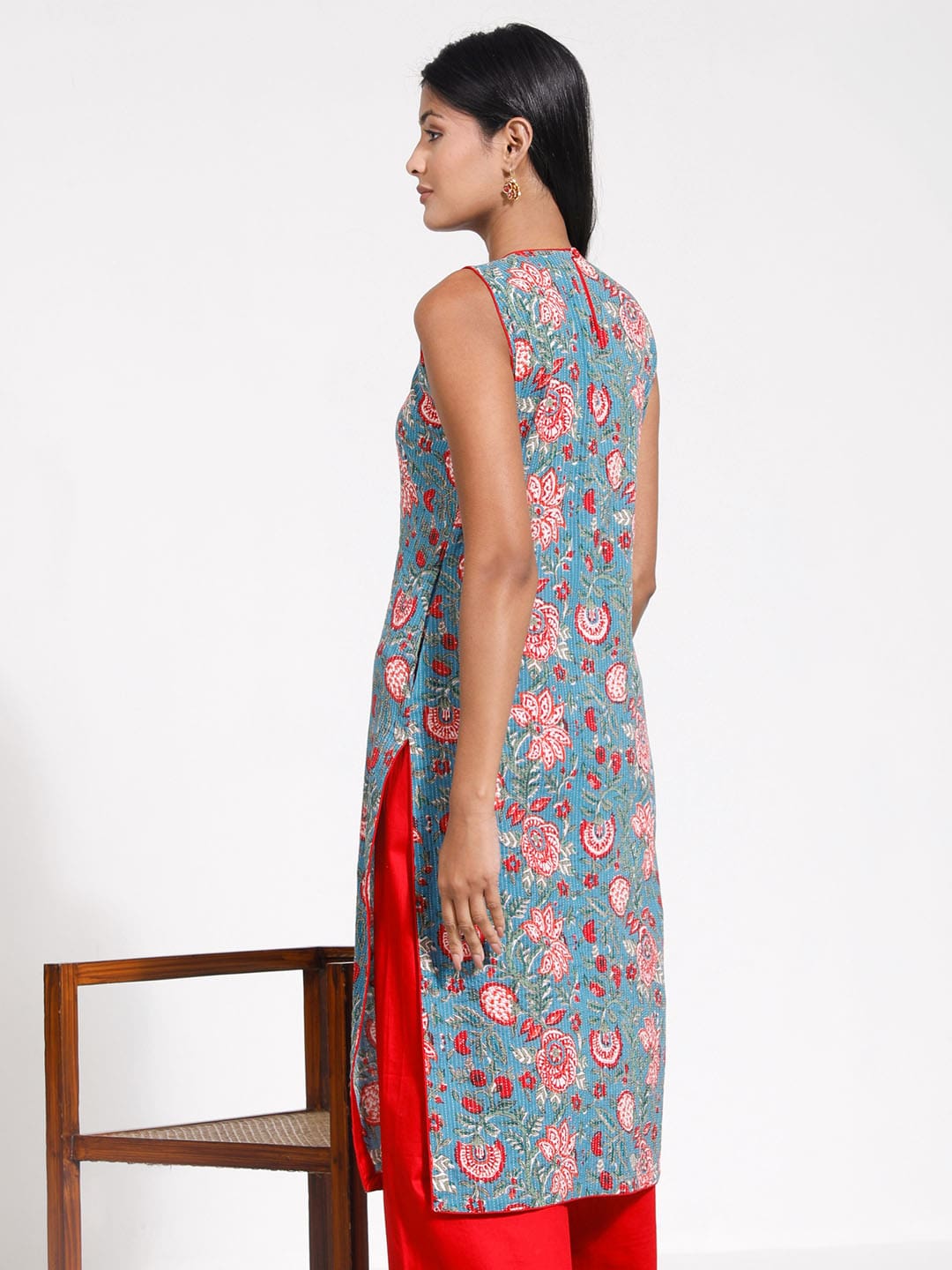 VASTRAMAY Women's Kalamkari Printed Kantha Kurta