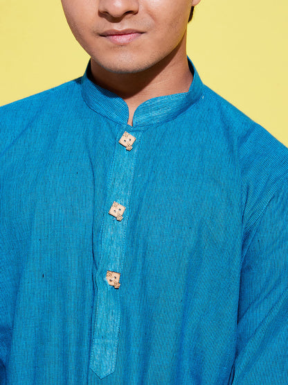 VASTRAMAY Boy's Light Blue Cotton Kurta