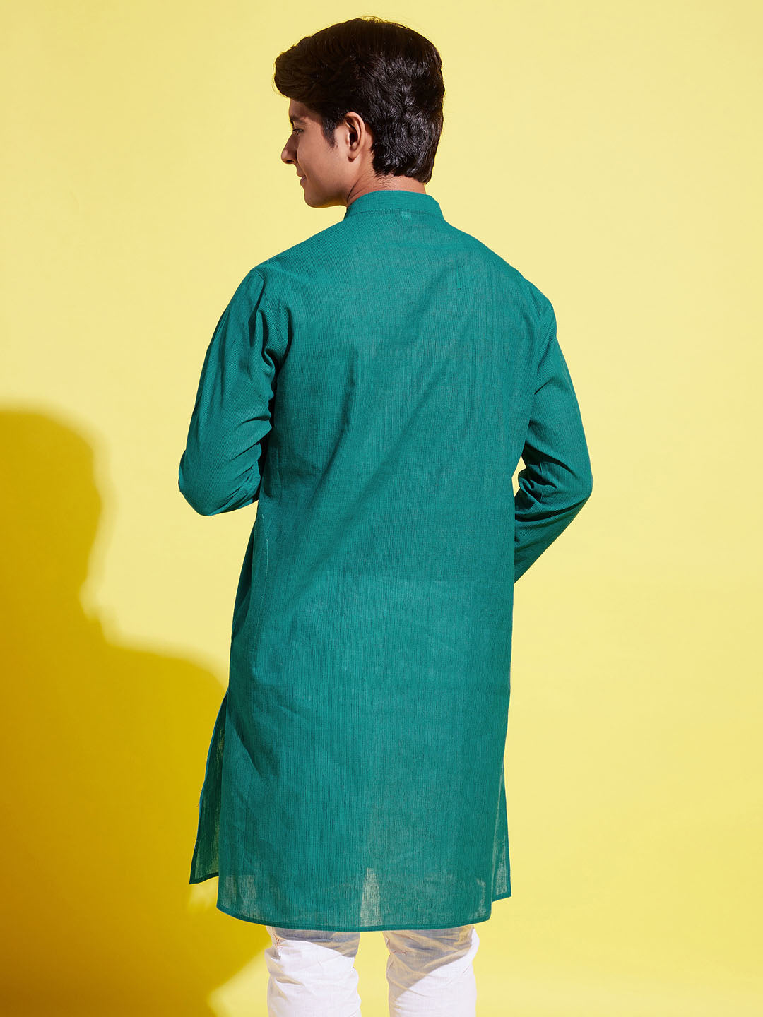 VASTRAMAY Boy's Green Cotton Kurta