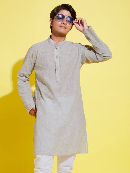 VASTRAMAY Boy's Grey Cotton Kurta