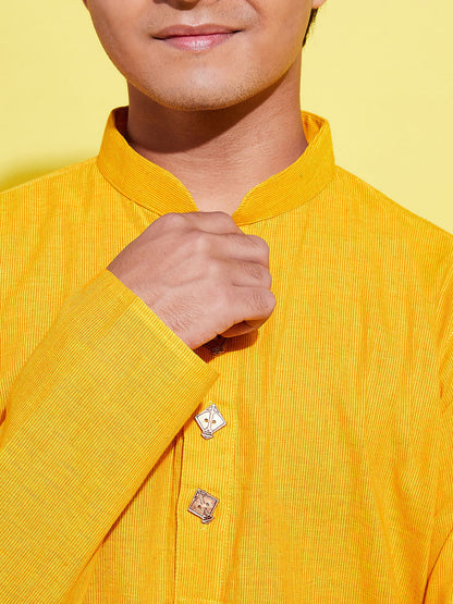 VASTRAMAY Boy's Mustard Cotton Kurta