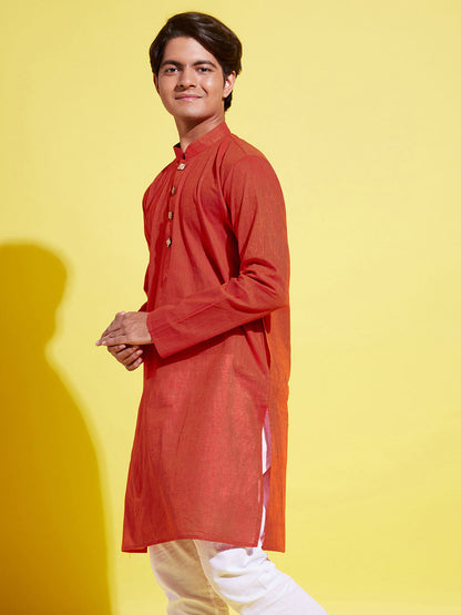 VASTRAMAY Boy's Red Cotton Kurta