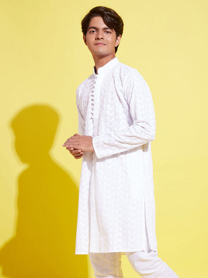 VASTRAMAY Boys White Embroidered Kurta