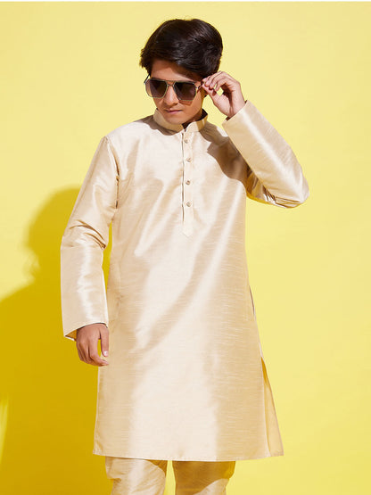 VASTRAMAY Boys' Gold Silk Blend Kurta