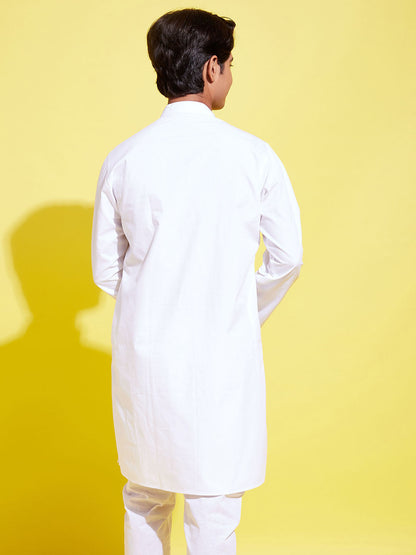 VASTRAMAY Boys' White Cotton Kurta