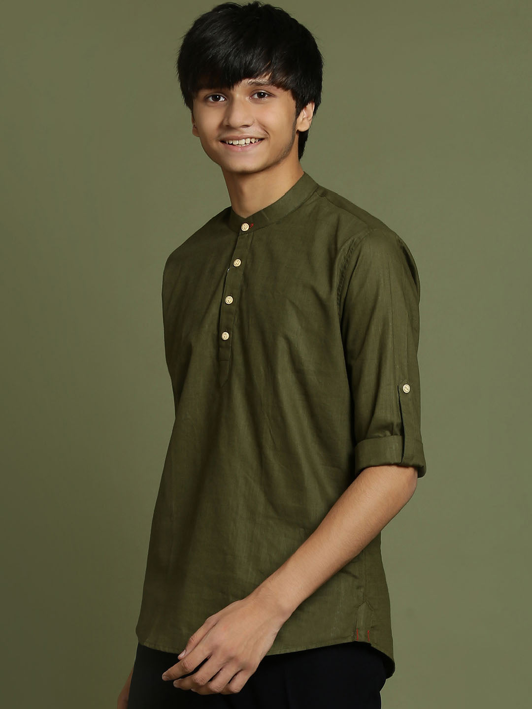 YUVA BY VASTRAMAY Boys Mint Green Short Kurta