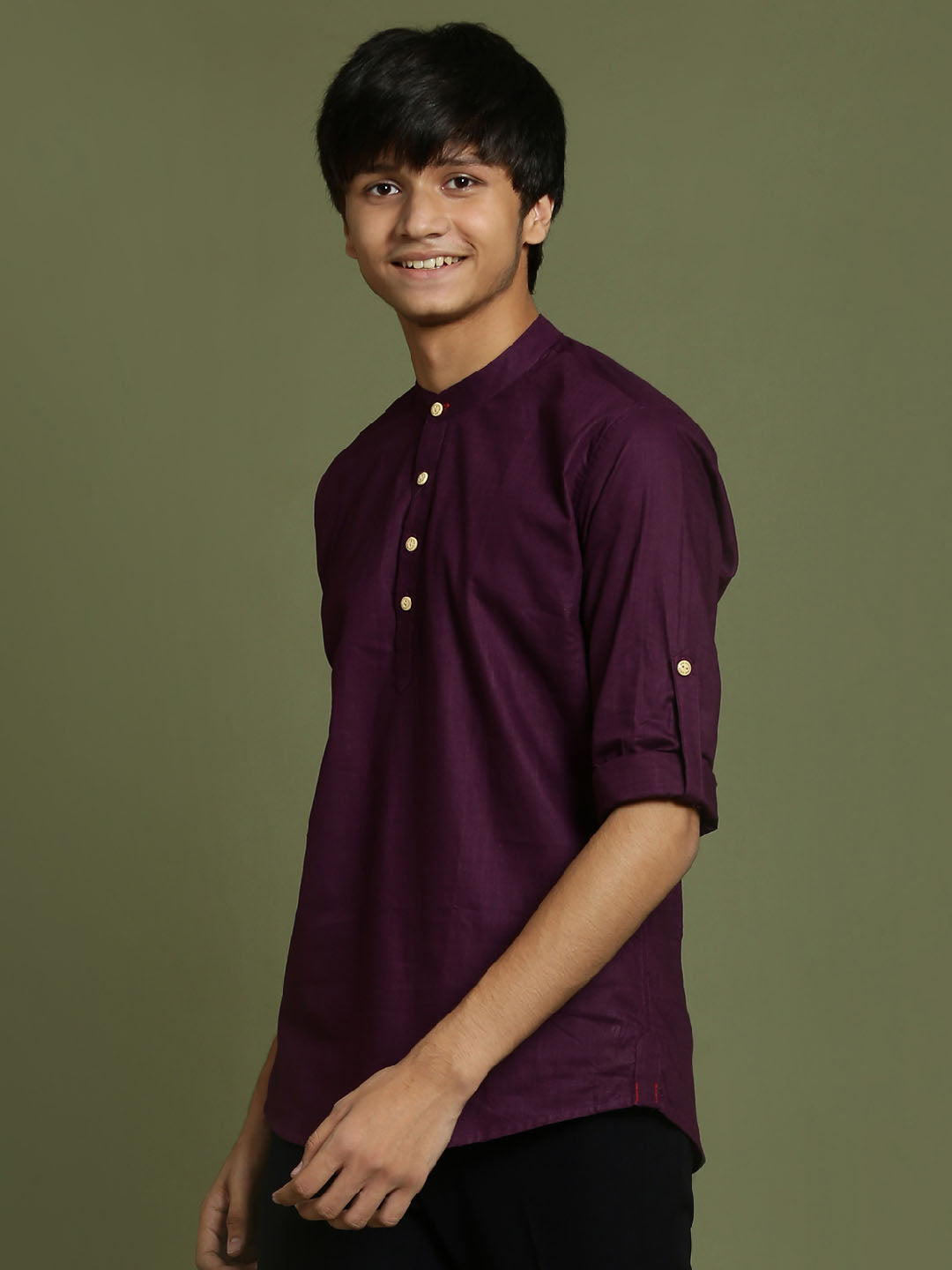 YUVA BY VASTRAMAY Boys Purple Short Kurta