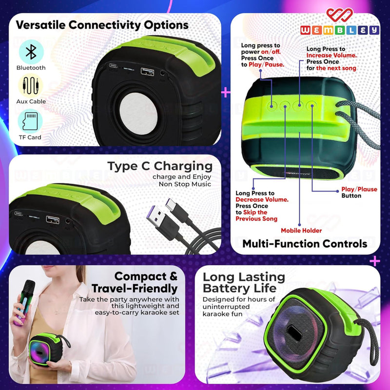 Wembley Karaoke Bluetooth Speaker with Mic
