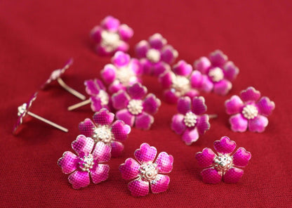 Pure Silver Pink Colour Flowers  Pack of 5