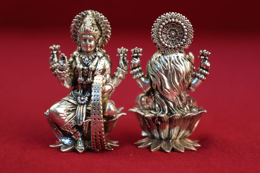 Pure Silver Oxidized Lakshmi Devi Idols 47 grams