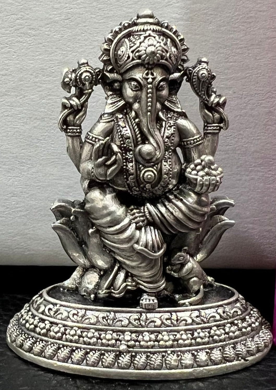 Pure Silver Oxidized Ganesh Idol 23g - PUSHMYCART