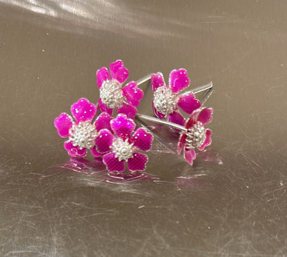 Pure Silver Pink Colour Flowers 10g Pack of 5 - PUSHMYCART