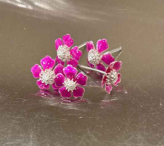 Pure Silver Pink Colour Flowers 10g Pack of 5 - PUSHMYCART