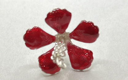 Pure Silver Red Hibiscus Flowers