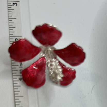 Pure Silver Red Hibiscus Flowers